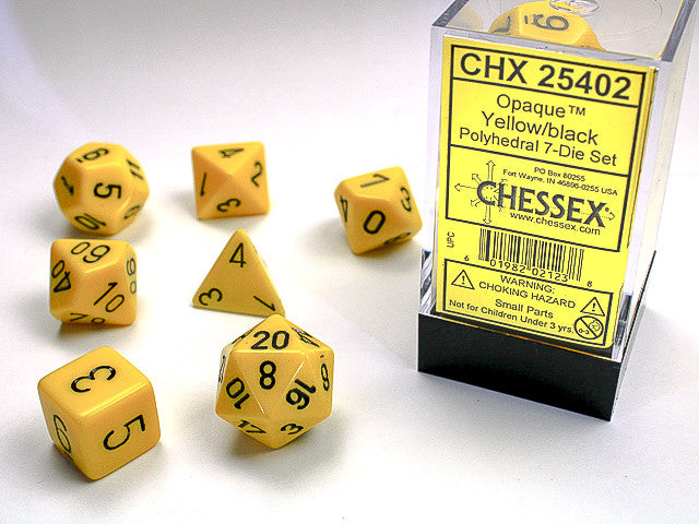 Chessex Polyhedral 7-Die Set Opaque Yellow/Black