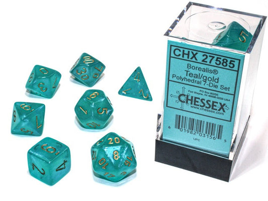 Chessex Polyhedral 7-Die Set Borealis Teal/Gold (Luminary Effect)