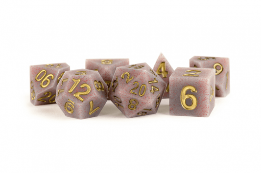MDG 16mm Sharp Edge Silicone Rubber Polyhedral Dice Set: Volcanic Soot (TOYFAIR 20% OFF)