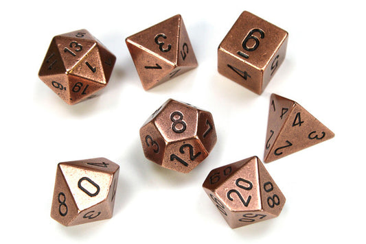 Chessex Polyhedral 7-Die Set Metal Copper-Steel/White