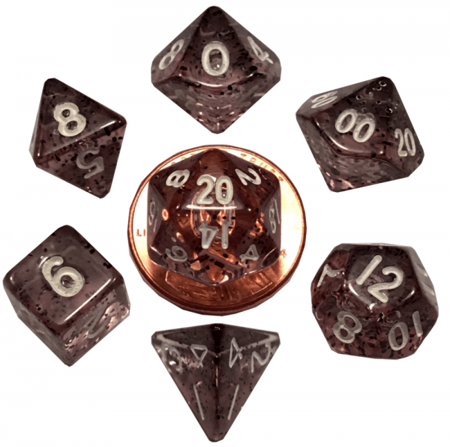 MDG 10mm Mini Polyhedral Dice Set: Ethereal Black