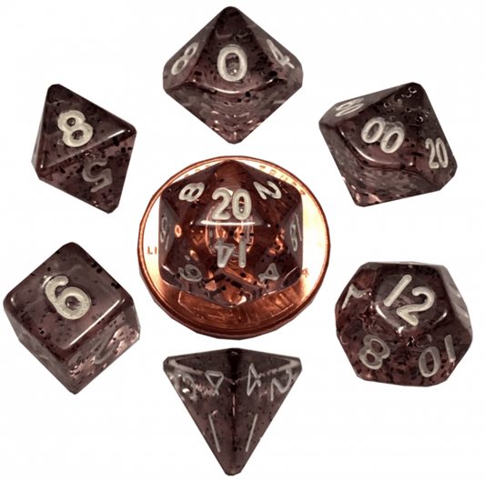 MDG 10mm Mini Polyhedral Dice Set: Ethereal Black