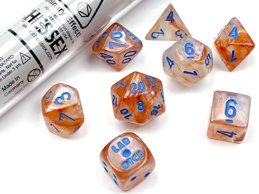 Chessex Polyhedral 7-Die Set Borealis Rose Gold/Light Blue (Luminary Effect)
