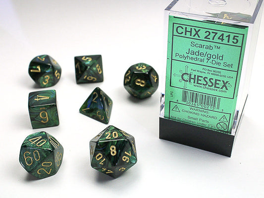Chessex Polyhedral 7-Die Set Scarab Jade/Gold