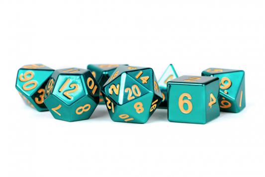 MDG 16mm Metal Polyhedral Dice Set: Turquoise
