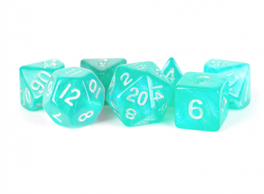 MDG 16mm Acrylic Polyhedral Dice Set: Stardust Turquoise (Premium Packaging)