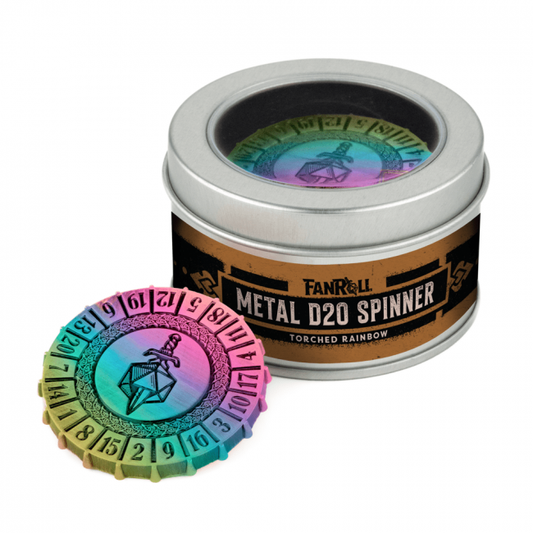 MDG Metal d20 Spinner: Torched Rainbow