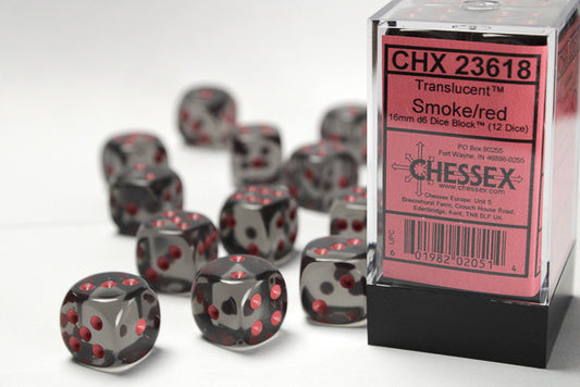 Chessex 16mm D6 Dice Block Translucent Smoke/Red