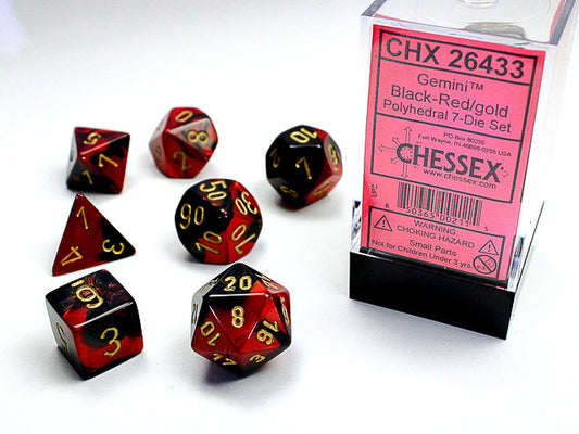 Chessex Polyhedral 7-Die Set Gemini Black-Red/Gold