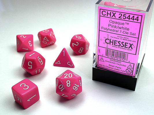 Chessex Polyhedral 7-Die Set Opaque Pink/White