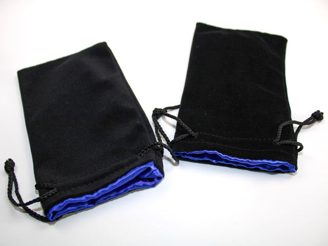 Koplow Large Velvet Dice Bag: Black with Blue Lining