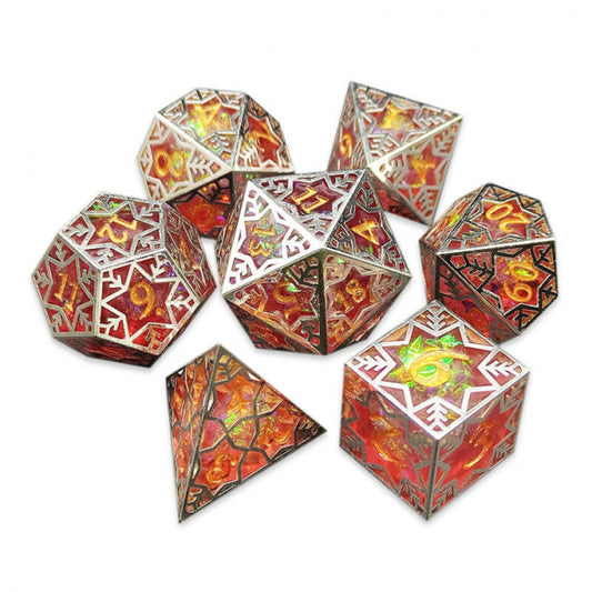 Sharp 7 Dice Set - Gilded Tesseract: Red