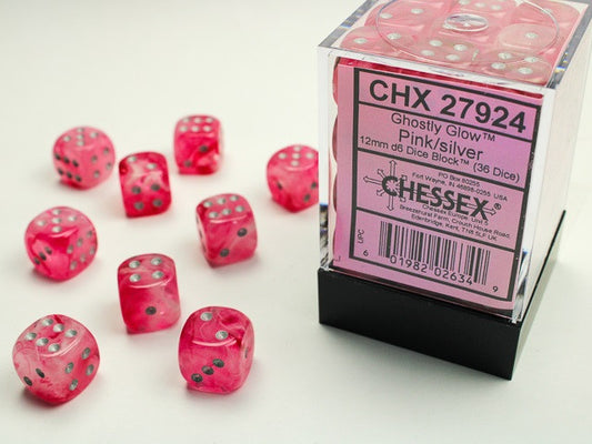 Chessex 12mm D6 Dice Block Ghostly Pink/Silver