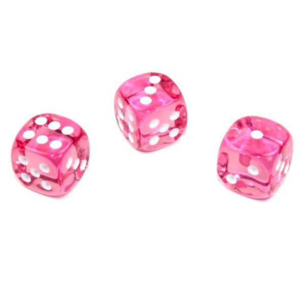 Chessex 12mm D6 Dice Block Translucent Pink/White