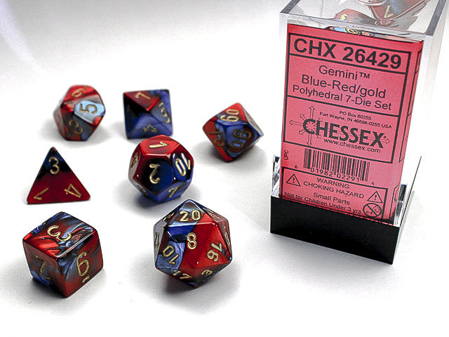 Chessex Polyhedral 7-Die Set Gemini Blue-Red/Gold