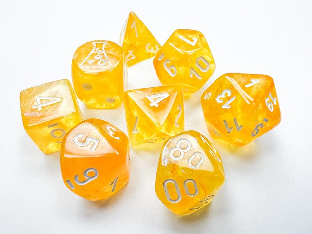 Chessex Polyhedral 7-Die Set Borealis Canary/White (Luminary Effect)