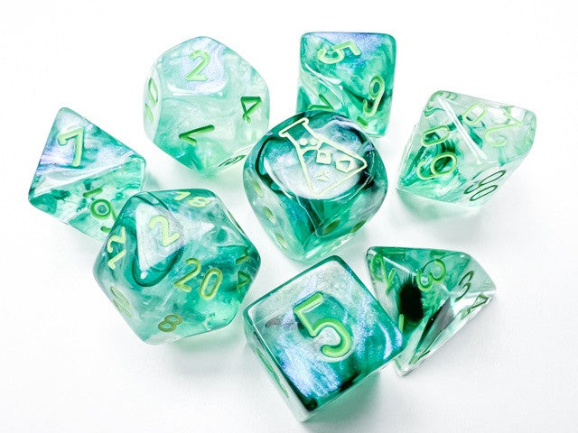Chessex Polyhedral 7-Die Set Borealis Kelp/Light Green (Luminary Effect)