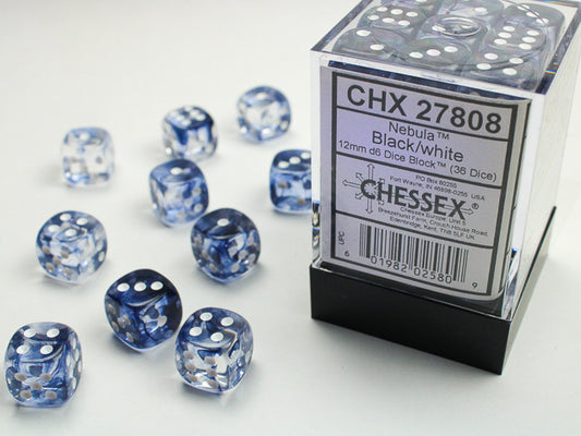 Chessex 12mm D6 Dice Block Nebula Black/White