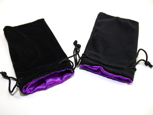 Koplow Large Velvet Dice Bag: Black with Purple Lining
