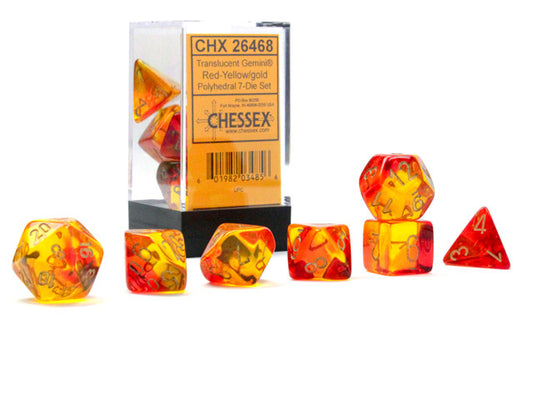 Chessex Polyhedral 7-Die Set Gemini Translucent Red-Yellow/Gold