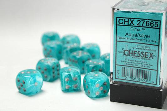 Chessex 16mm D6 Dice Block Cirrus Aqua/Silver