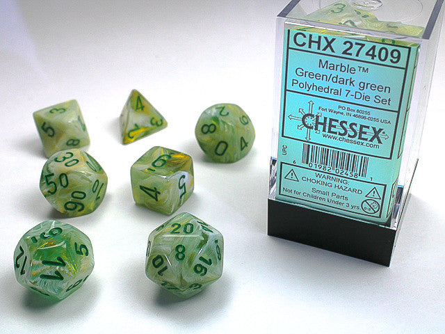 Chessex Polyhedral 7-Die Set Marble Green/Dark Green