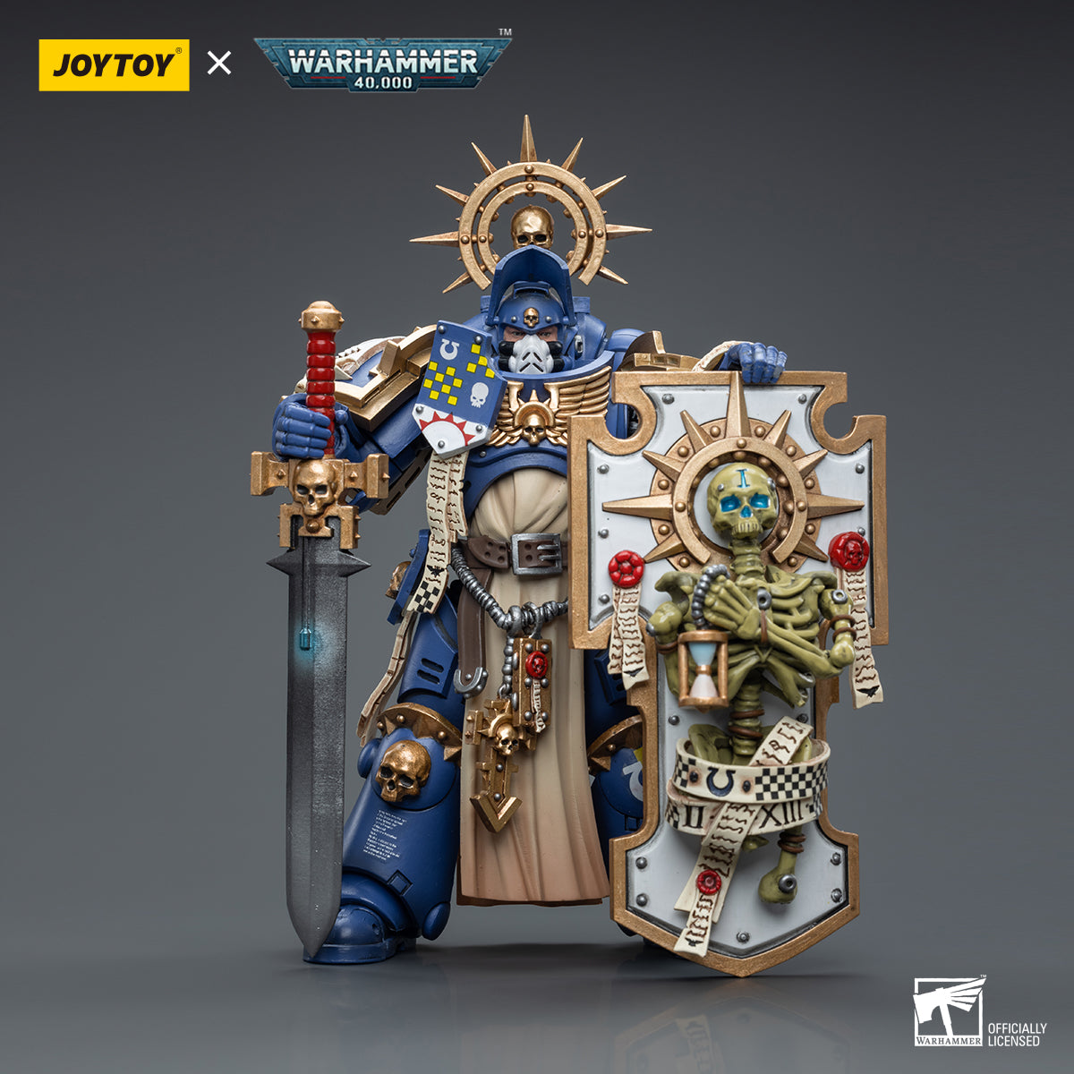 Warhammer Collectibles: 1/18 Scale Ultramarines Primaris Captain with Relic Shield and Power Sword