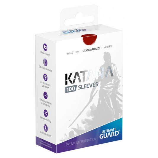 Ultimate Guard Katana Standard Size Sleeves Red (100) - Ozzie Collectables