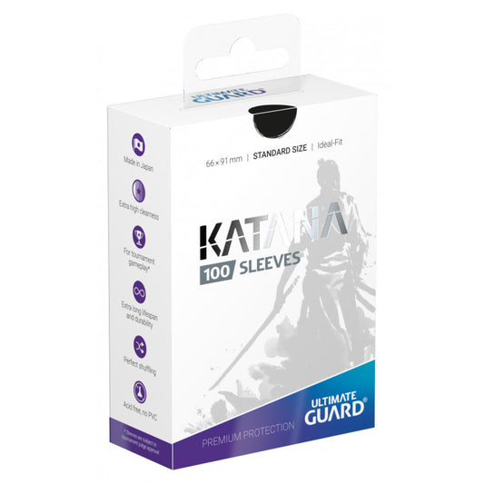Ultimate Guard Katana Standard Size Sleeves Black (100) - Ozzie Collectables