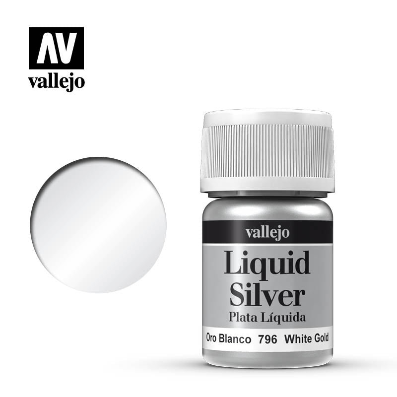 Vallejo Model Colour Metallic Liquid White Gold (Alcohol Base) 35 ml