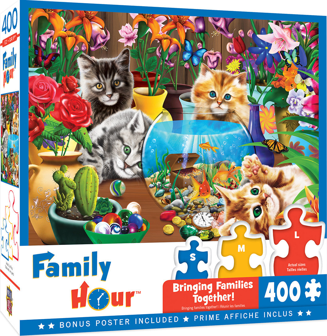 Masterpieces Puzzle Family Hour Marvelous Kittens Ez Grip Puzzle 400 pieces