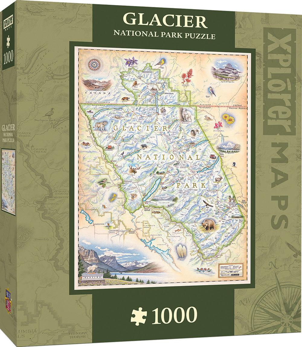 Masterpieces Puzzle Xplorer Maps Glacier National Park Map Puzzle 1,000 pieces