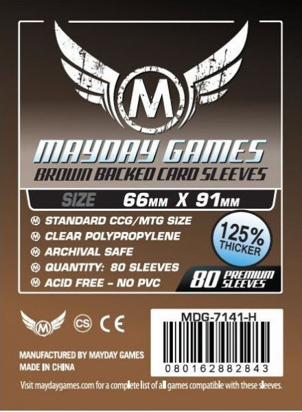 Mayday Card Game Sleeves Brown Backed 66x91mm