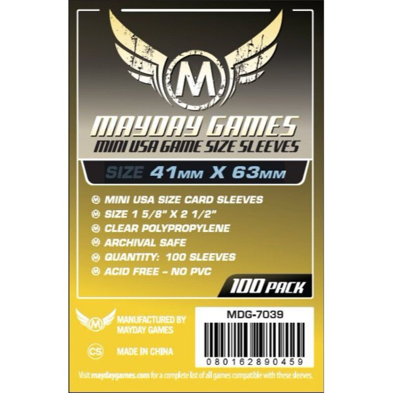 Mayday -  Mini USA Game Size Sleeves (Pack of 100) - 41 MM X 63 MM (Yellow)