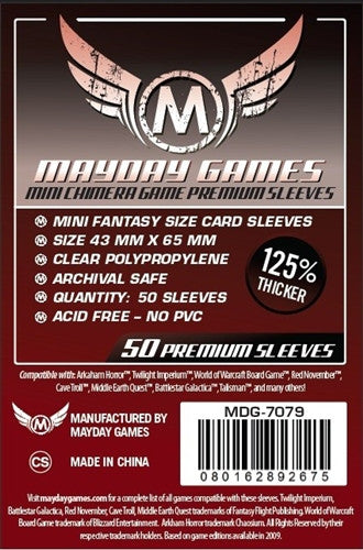 Mayday -  Premium Mini Chimera Game Sleeves (Pack of 50) - 43 MM X 65 MM (Dark Red)
