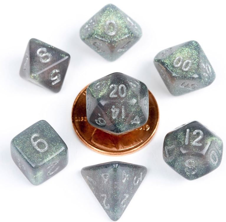 MDG Acrylic 10mm Polyhedral Dice Set - Stardust  Gray