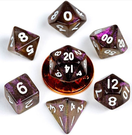 MDG Acrylic 10mm Polyhedral Dice Set - Stardust Super Volcano