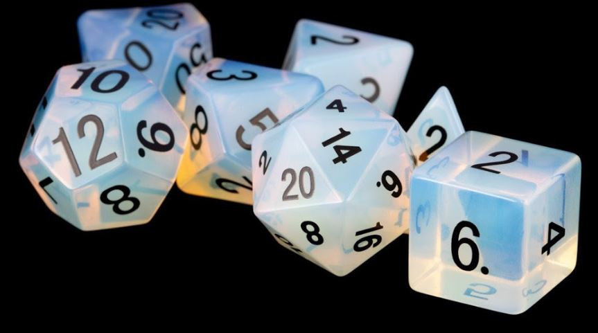 MDG Gemstone Polyhedral Dice Set 16mm - Opalite