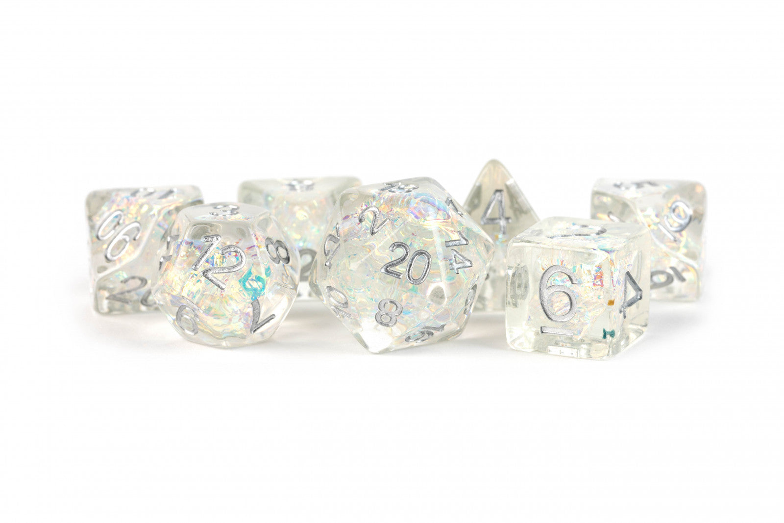 MDG Resin 16mm Poly Dice Set - Rainbow Frost