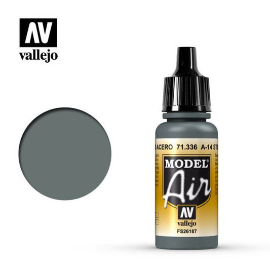 Vallejo Model Air A14 Steel Grey 17ml Acrylic Paint - Ozzie Collectables
