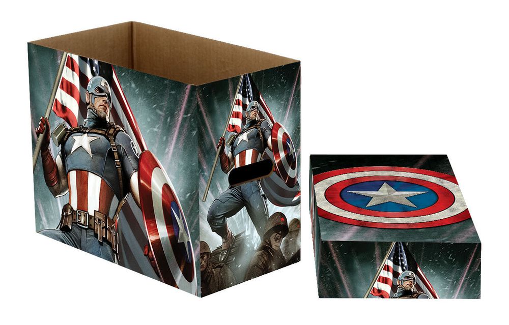 Captain Box Marvel Short Comic Book Storage Box - Captain America Stars | WZK61483 ...