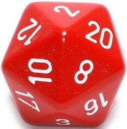 D20 Dice Opaque 34mm Red/White