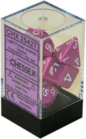 D7-Die Set Dice Opaque Polyhedral Light Purple/White (7 Dice in Display)