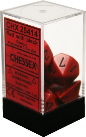 D7-Die Set Dice Opaque Polyhedral Red/Black (7 Dice in Display)