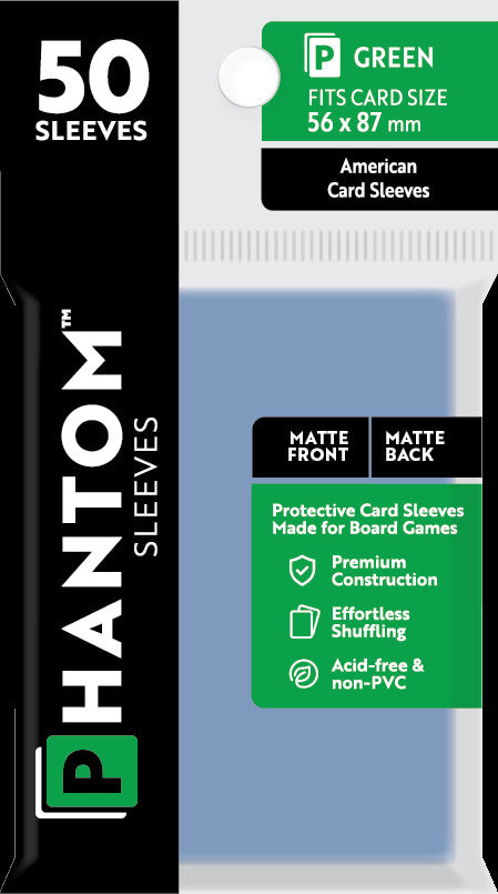 Phantom Sleeves: Green Size (56mm x 87mm) - Matte/Matte (50)