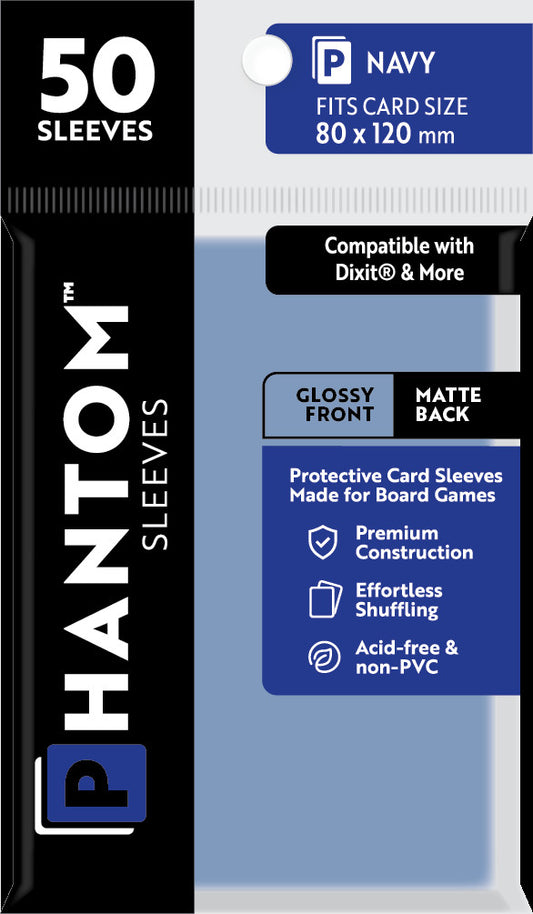 Phantom Sleeves: Navy Size (80mm x 120mm) - Gloss/Matte (50)