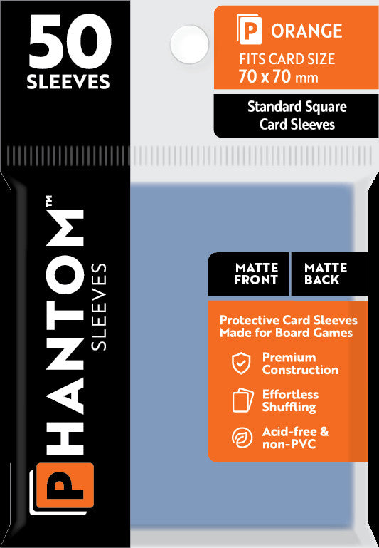 Phantom Sleeves: Orange Size (70mm x 70mm) - Matte/Matte (50)