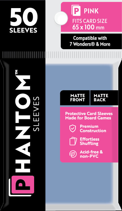 Phantom Sleeves: Pink Size (65mm x 100mm) - Matte/Matte (50)
