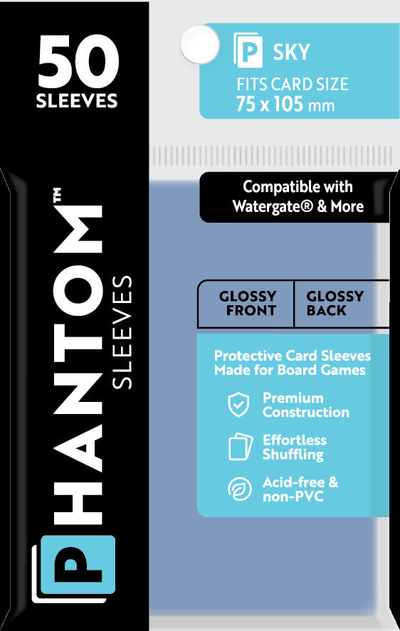 Phantom Sleeves: Sky Size (75mm x 105mm) - Gloss/Gloss (50)