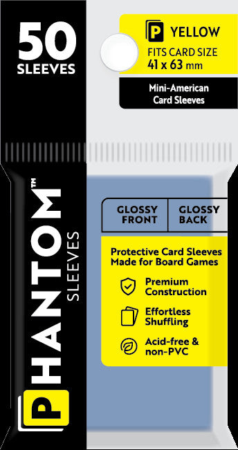 Phantom Sleeves: Yellow Size (41mm x 63mm) - Gloss/Gloss (50)